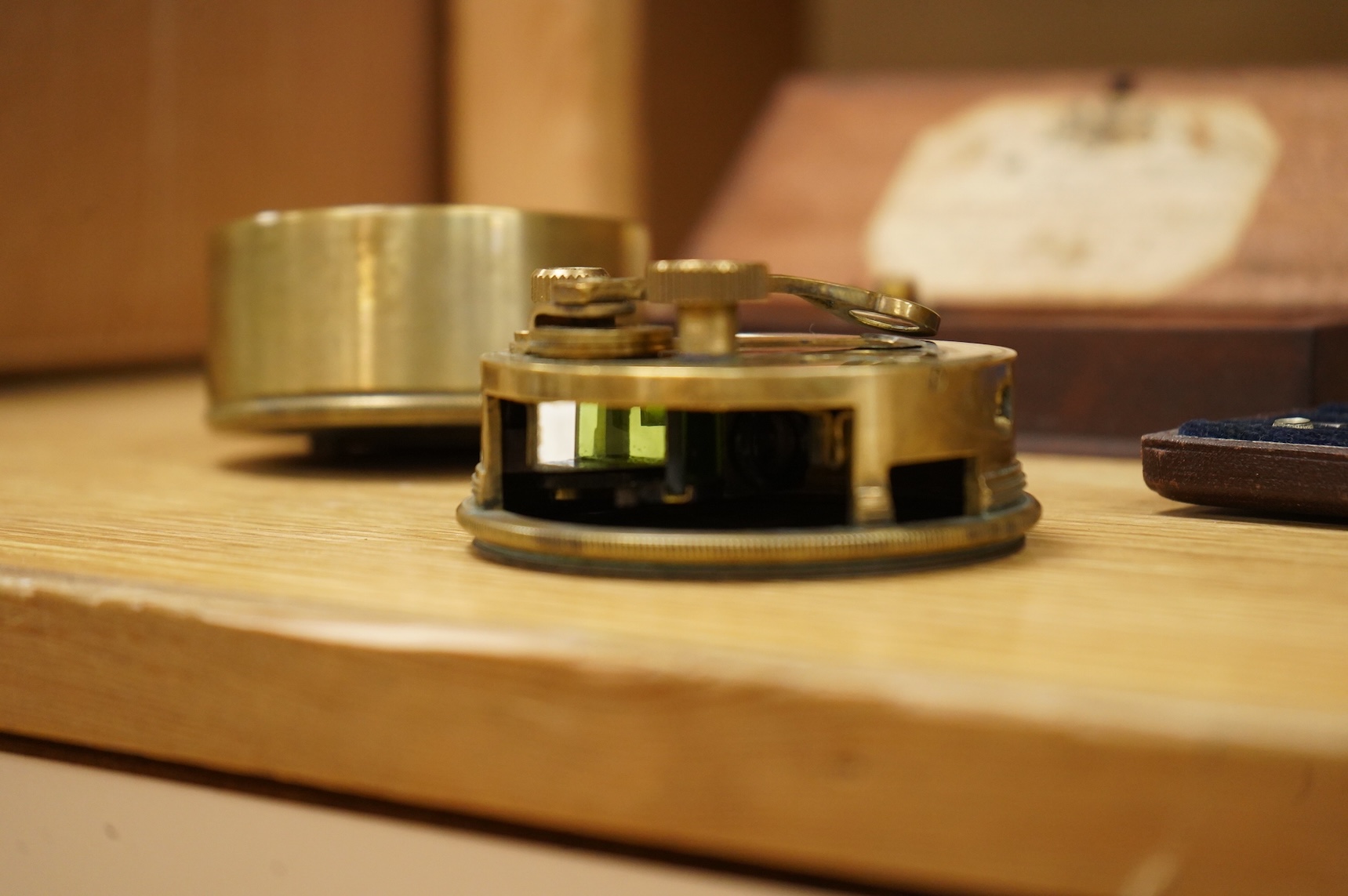 Four scientific instruments, consisting; a set of apothecaries steel balance scales, by Charles de Grave, 59, St. Martin’s le Grand…London; a set of three small drawing compasses, leather cased; a prismatic compass, by S